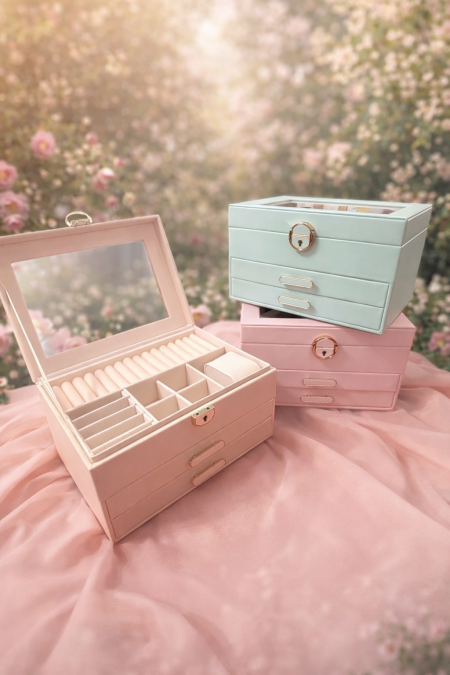 علبة مجوهرات فاخرة بتصميم أنيق