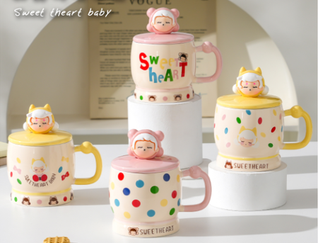 أكواب خزفية بتصميم قطّة لطيف ومرح