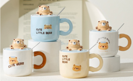أكواب خزفية بتصميم الدب الصغير اللطيف